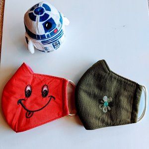 Happy Face and Flower Embroidery Face Mask